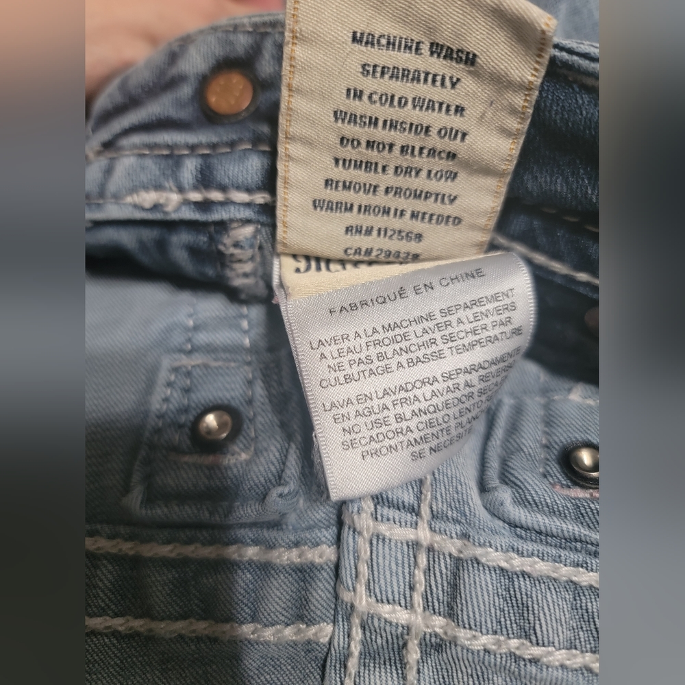 Bootcut Miss Me Jean Size 26 Inseam 33 Fleur De Lis Rhinestone Jewel Pockets - Picture 2 of 12